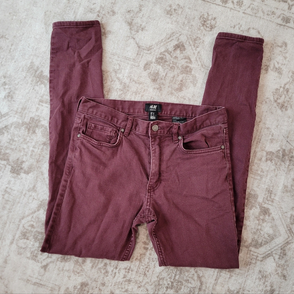 H&M Maroon Skinny Fit Jeans Women’s 29